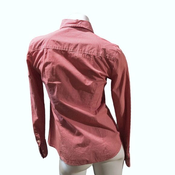 J Crew Red Gingham Check Shirt Womens S Long Sleeve Plaid Button Stretch Perfect - Picture 4 of 6